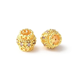 Лавандовый румянец Латунные микро проложить Цирконий Европейский бисером, баррель, стойки покрытие, прочное покрытие, без кадмия и без свинца, лавандовый румянец, 8x7.5 мм, отверстие : 4 мм