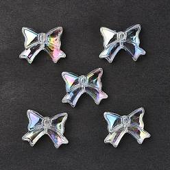 Clear AB UV Plating Rainbow Iridescent Acrylic Beads, Bowknot, Clear AB, 23x29.5x9mm, Hole: 1.8mm