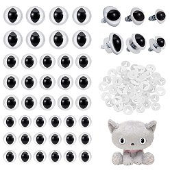 Black 80Pcs 3 Styles Plastic Craft Eyes, Safty Eyes for Doll, Round, Black, 16~19.5x12~18mm