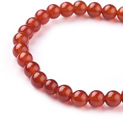 Carnelian Natural Carnelian(Dyed) Beads Stretch Bracelets, Dyed & Heated, Round, Graed A, 1-7/8 inch~2-1/8 inch(4.9~5.3cm), Beads: 6~7mm