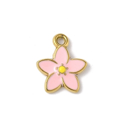 Цветок 304 нержавеющей стальной эмали подвески, золотые, цветок, 16.5x13.5x3 мм, отверстие : 1.6 мм