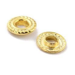 Golden 925 Sterling Silver Grommet Eyelet Findings, for Bag Making, Flat Round with Hemp Flowers Pattern, Real 18K Gold Plated, 0.6x0.1cm, Hole: 3mm