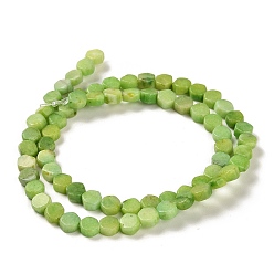 Green Yellow Natural Dolomite Beads Strands, Dyed, Hexagon, Green Yellow, 7x6x3mm, Hole: 1.2mm, about 66pcs/strand, 16.34 inch(41.5cm)