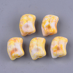 Золотистый Акриловые бусины, Стиль имитация драгоценных камней, два тона, самородки, золотые, 20x16x13 мм, Отверстие : 3 мм , около 180 шт / 500 г