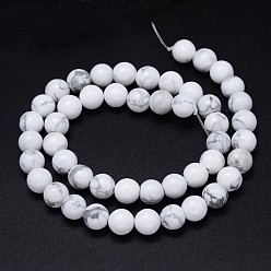 Howlite Round Natural Howlite Bead Strands, 8mm, Hole: 1mm, about 49pcs/strand, 15.3 inch