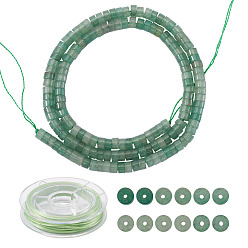 Зеленый Авантюрин 1 нитки из натуральных зеленых авантюриновых бусин, Плоский круглый / диск, Heishi бусы, 1 свернуть прочную эластичную эластичную нить, 4x2~2.5 мм, отверстие : 0.7 мм, около 173 шт / нитка, 15.08~15.35 дюйм (38.3~39 см)