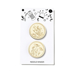 Цветок Деревянная магнитная игла, магнитный держатель ловушки, плоско-круглые, для принадлежностей для вышивки крестом, цветочным узором, 100x60x8 мм, 2 шт / пакет