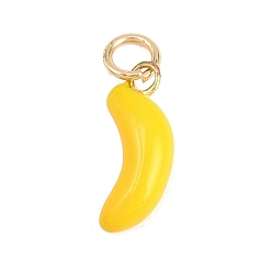 Желтый 304 нержавеющей стальной эмали подвески, банановые прелести, с целью перехода в кольце, золотые, желтые, 18x7x5 мм, отверстие : 4 мм