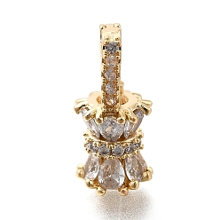 Настоящее золото 14K Поручни для пончиков из латуни с микропаве из кубического циркония, колонка, долговечный, реальный 14 k позолоченный, 19x9x8.5 мм, отверстие : 7.5x3.5 мм