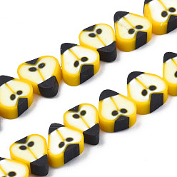 Gold Handmade Polymer Clay Bead Strands, Pear Slice, Gold, 9~12x8~11x4mm, Hole: 1.5mm, about 40pcs/strand, 12.99 inch~13.78 inch(33~40cm)
