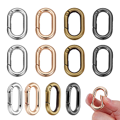 (52) Непрозрачная лаванда 12шт 4 цвета сплава пружинные затворные кольца, овальные, разноцветные, 34.5x21x4.7 мм, 3 шт / цвет