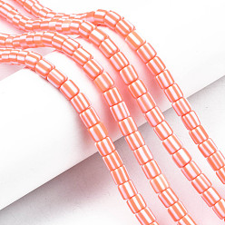 Легкий Лосось Ручной полимерные нити глины шарик, колонка, светлый померанцевый, 6.5x6 мм, отверстие : 1.2 мм, около 61 шт / нитка, 15.75 дюйм (40 см)