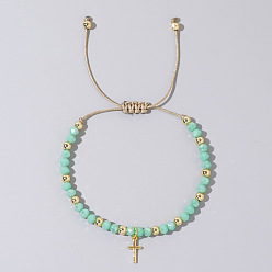 Бирюза Браслеты из стеклянных бусин в богемном стиле для женщин, крестик, бирюзовые