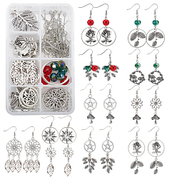 Mixed Color DIY Earrings Making Kit, Including Alloy Pendants & Links & Links Cabochons Settings, Brass Linking Rings & Earrings Hook & Jump Rings & Head Pins & Eye Pins, Glass Beads, Mixed Color, 138pcs/box