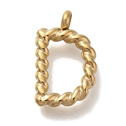 Letter D Вакуумное покрытие pvd 304 подвески из нержавеющей стали, реальный 18 k позолоченный, буквенное очарование, Буква D, 14x8.5x3 мм, отверстие : 1.8 мм