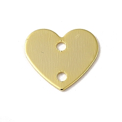 Real 24K Gold Plated Brass Connector Charms, Heart Links, Real 24K Gold Plated, 10x11x0.6mm, Hole: 1.4mm