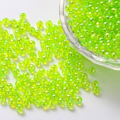 Зеленый газон Экологичные прозрачные акриловые бусины, круглые, AB цвет, зеленый газон, 8 мм, отверстие : 1.5 мм