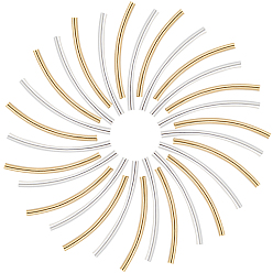 Золотой & Серебряный 40 шт. 2 цвета латунных трубчатых бусин, долговечный, изогнутые бусины, трубка, золотой и серебряный, 30x2 мм, отверстие : 1.5 мм