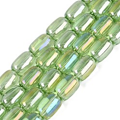 Pale Green Electroplate Transparent Glass Beads Strands, Jujube, AB Color Plated, Pale Green, 9x6mm, Hole: 0.6~0.8mm, about 41~44pcs/strand, 14.57~15.55 inch(37~39.5cm)