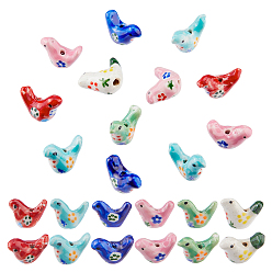 (52) Непрозрачная лаванда 12шт. фарфоровые бусины ручной работы с принтом, голубь, разноцветные, 12.5~13x17~19x7~8.5 мм, отверстие : 1.5 мм