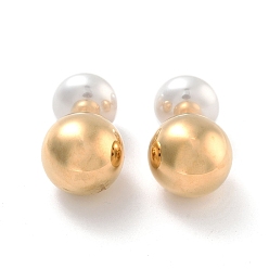 Золотой Ионное покрытие (ip) 304 серьги-гвоздики из нержавеющей стали, с пластиковой бисера, украшения для женщин, круглые, золотые, 27x16 мм