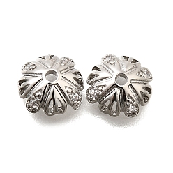 Платина Колпачки для бусин из прозрачного кубического циркония из латуни, без кадмия и без свинца, долговечный, стойки покрытие, платина, 8.5x3.5 мм, отверстие : 1.2 мм