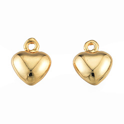 Echt 18 k vergoldet Messing Charme, Nickel frei, Herz, echt 18 k vergoldet, 9.5x8x4 mm, Bohrung: 1.4 mm