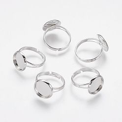 Серебро Латуни баз площадку кольцо, регулируемый, серебряный цвет гальваническим, лоток : 12 мм, внутренний диаметр: 17 мм