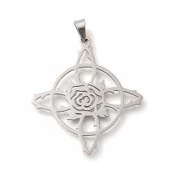 Нержавеющая Сталь Цвет 304 подвески из нержавеющей стали, лазерная резка, шарм ведьмы узел, цвет нержавеющей стали, 35x31.5x1 мм, отверстие : 6x3 мм