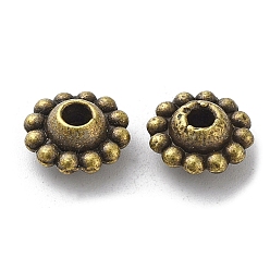 Antique Bronze Tibetan Style Alloy Beads, Cadmium Free & Lead Free, Flower, Antique Bronze, 9x4.5mm, Hole: 1.9mm, about 1000pcs/1000g