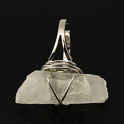 Clear Get Your Girlfriend for Valentines Day Gemstone Rings, Crystal, with Platinum Brass Findings, Adjustable, Clear, 18mm