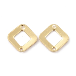 Real 18K Gold Plated Eco-Friendly Brass Links Connectors, Cadmium Free & Lead Free, Square, Real 18K Gold Plated, 9.5x9.5x0.8mm, Hole: 1mm