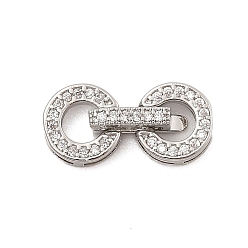 Платина Латунное микропейв, прозрачный кубический цирконий, складные застежки, без кадмия, без никеля и без свинца, кольцо, платина, 16.5 мм