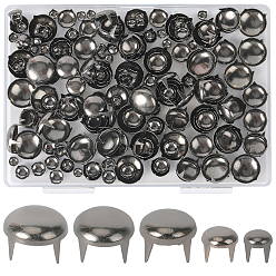 Черный Цвет Металла 200шт. 5 цвета латунные шпильки заклепки, для поделки из кожи, плоско-круглые, металлический черный , 4~12x4~8 мм, 40 шт / стиль