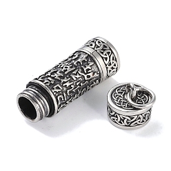 Symbol Openable 316 Surgical Stainless Steel Urn Ashes Pendants, with Jump Ring, Column Charm, Antique Silver, Rune, 46x15x13.5mm, Hole: 6.5mm