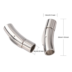 Stainless Steel Color Column 316 Surgical Stainless Steel Bayonet Clasps, Stainless Steel Color, 30x8mm, Hole: 6mm