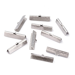 Нержавеющая Сталь Цвет Не тускнеет 304 концы ленты из нержавеющей стали с обжимом, цвет нержавеющей стали, 7x25x6 мм, отверстие : 1.5x3 мм