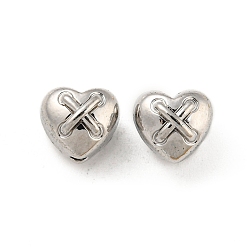 Platinum Alloy Beads, Long-Lasting Plated, Lead Free & Cadmium Free & Nickel Free, Heart, Platinum, 7x8x8mm, Hole: 1.6mm