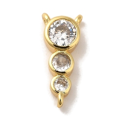 Настоящее золото 18K Стойка покрытие латунь паве прозрачный кубический цирконий плоские круглые бусины люстра компоненты ссылки, без кадмия и без свинца, реальный 18 k позолоченный, 15x6.5x3 мм, отверстие : 1 мм
