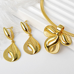 Золотой Комплекты из латунных подвесок и серег-колец, лист, золотые, колье: 16.54 дюйм (42 см)