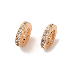 Золотой Латунные микропаве из прозрачного кубического циркония, без никеля , плоско-круглые, золотые, 9.5x2 мм, отверстие : 1.4 мм