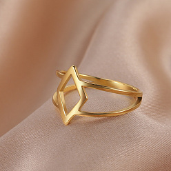 Золотой Кольцо из нержавеющей стали, ромб, золотые, размер США 8 (18.1 мм)