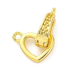Настоящее золото 18K Латунь раз по сравнению с застежками, без кадмия, без никеля и без свинца, сердце, реальный 18 k позолоченный, 20 мм, отверстие : 1.2 мм