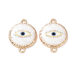 Плоский Круглый Подвески из смолы, Звенья для глаз из эмалированного сплава светло-золотистого цвета, плоско-круглые, 24x17.5x2 мм, отверстие : 1.6 мм
