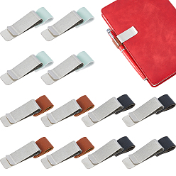 Mixed Color 12Pcs 3 Colors 201 Stainless Steel Pen Clips, with PU Leather Ring, Office Supplies, Rectangle, Mixed Color, 68mm, 4pcs/color