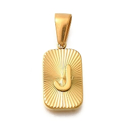 Letter J 304 подвески из нержавеющей стали, прямоугольник с подвеской в виде буквы, реальный 18 k позолоченный, буква J, 22x12.5x4 мм, отверстие : 8x4 мм