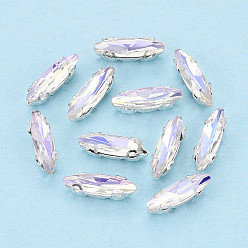 Хрусталь AB Пришить бусины монте из стразов, с настройками латуни, аксессуары для одежды, лошадиный глаз , хрусталь AB, 11x3.1x3.3 мм, отверстие : 0.8 мм, около 2000 шт / упаковка