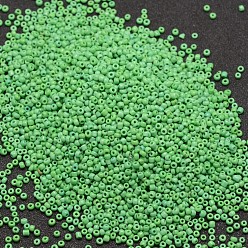 Lime Green 12/0 Glass Seed Beads, Grade A, Round, Opaque Colours, Lime Green, 1.8~2.0mm, Hole: 0.8mm, about 28000pcs/pound
