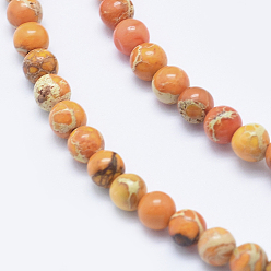 Orange Natural Imperial Jasper Beads Strands, Dyed, Round, Orange, 4mm, Hole: 0.5mm, about 98~102pcs/strand, 15.7 inch