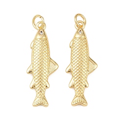 Настоящее золото 18K Латунные микропаве прозрачные подвески с фианитом, рыба, долговечный, без кадмия и без свинца, стойки покрытие, с целью перехода в кольце, реальный 18 k позолоченный, 30x10.5x3 мм, отверстие : 3.4 мм